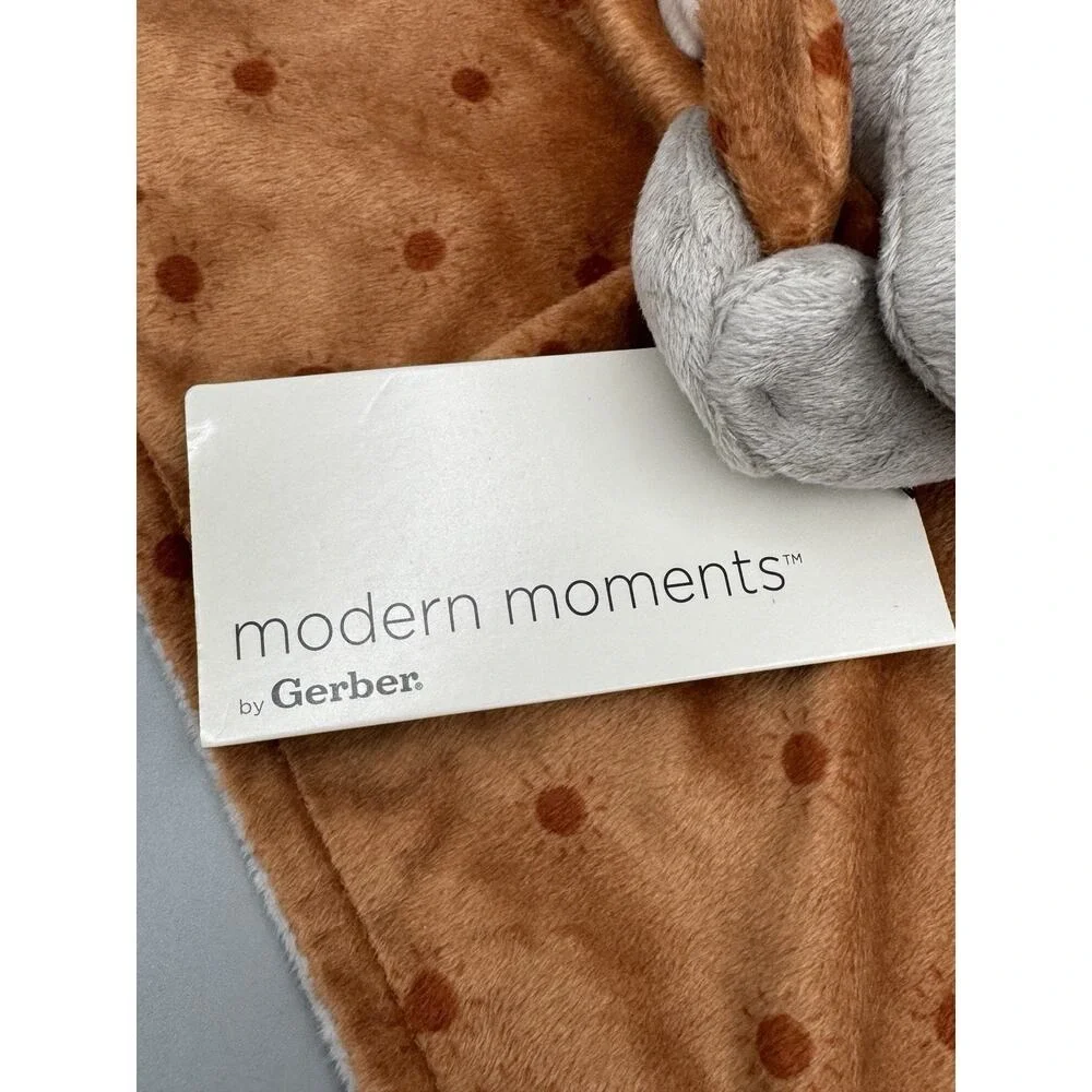 Modern Moments By Gerber Gray Elephant Lovey Plush Baby Brown Security Blanket